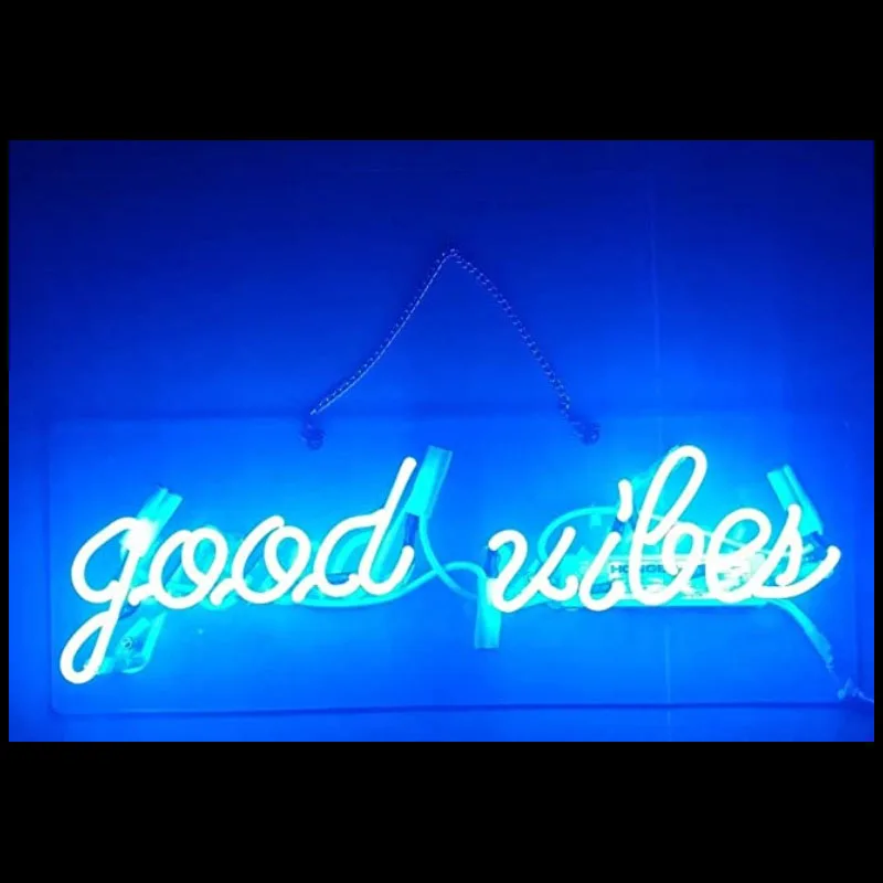 

Neon Sign Good Vibes Glass Handmade Neon Wall Signs for Room Decor Home Bedroom Girls Pub Hotel Beach Cocktail Recreational Game