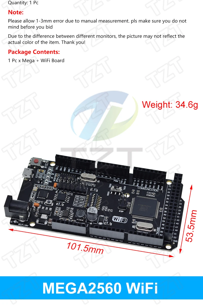 Mega2560 ATMEGA16U2 / Pro Mini MEGA 2560 Mega + WiFi R3 ATmega2560 CH340G Für Arduino UNO R3 Entwicklungsboard WeMos ESP8266 – Detail 7