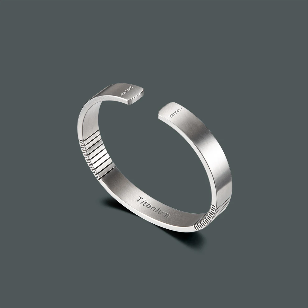 KULUZE Original Titanium wristband 100% Pure titanium Golf Athletic Bracelet Men Women C-Shaped cuff Bangle Bracelet fashionGift