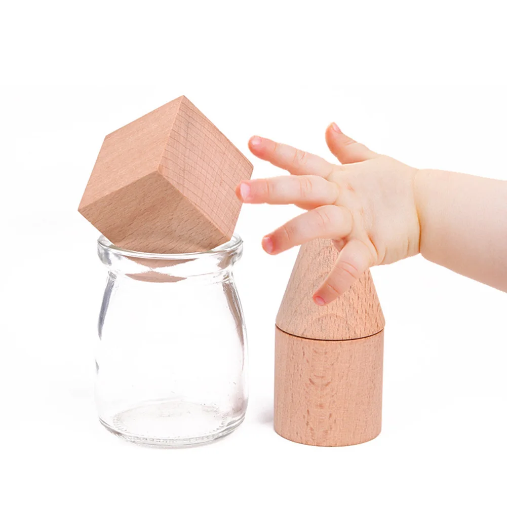 15 Pcs Wooden Blank 3D Geometry Solid Blocks Kids Learning Math Educational Toy