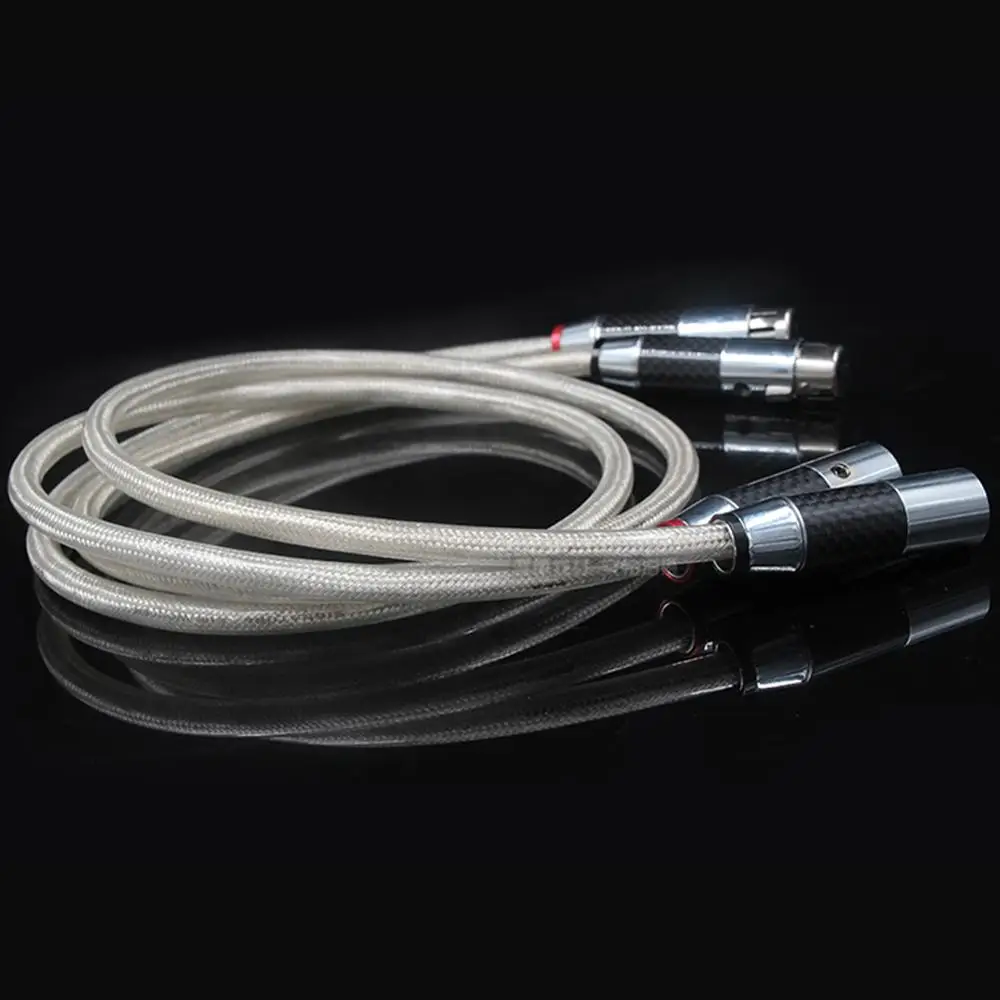 HiFi 銀メッキ QED シグネチャー XLR バランスオーディオケーブル 6N OFC 2XLR インターコネクトケーブル カーボンファイバー XLR プラグ付き