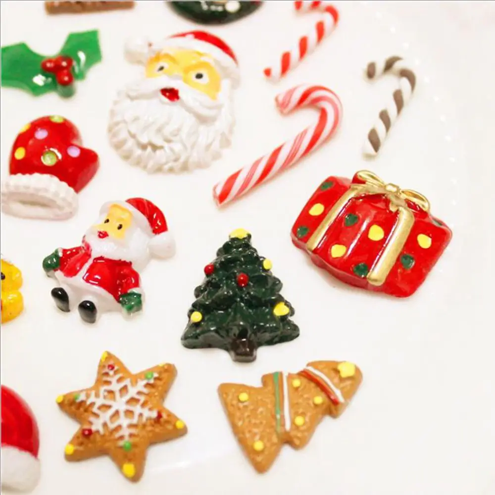 20PCS/Lot Mixed Resin Simulation Gingerbread for Christmas DIY Decoration Accessories