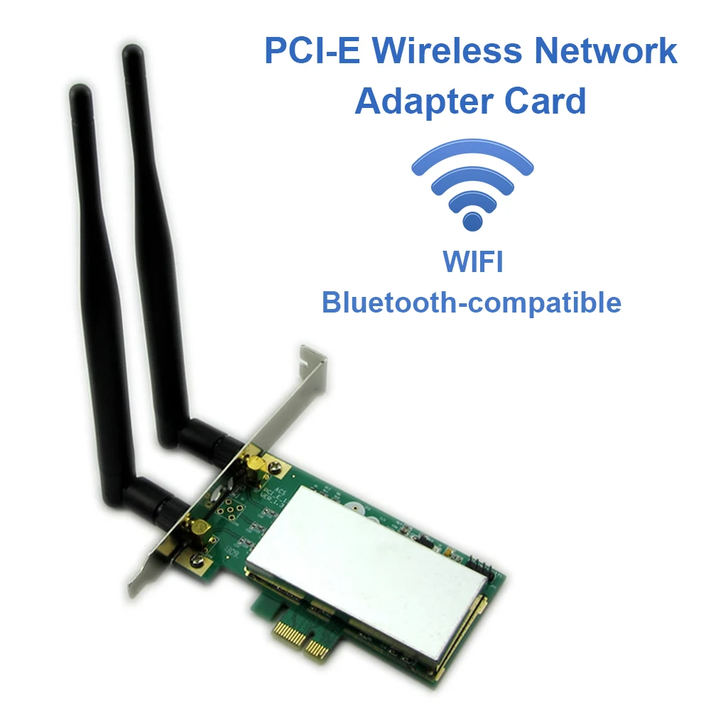 Wireless WiFi Network Card Mini PCI Express PCI-E to PCI-E 1X Desktop Adapter Bluetooth-compatible Converter with 2 Antenna