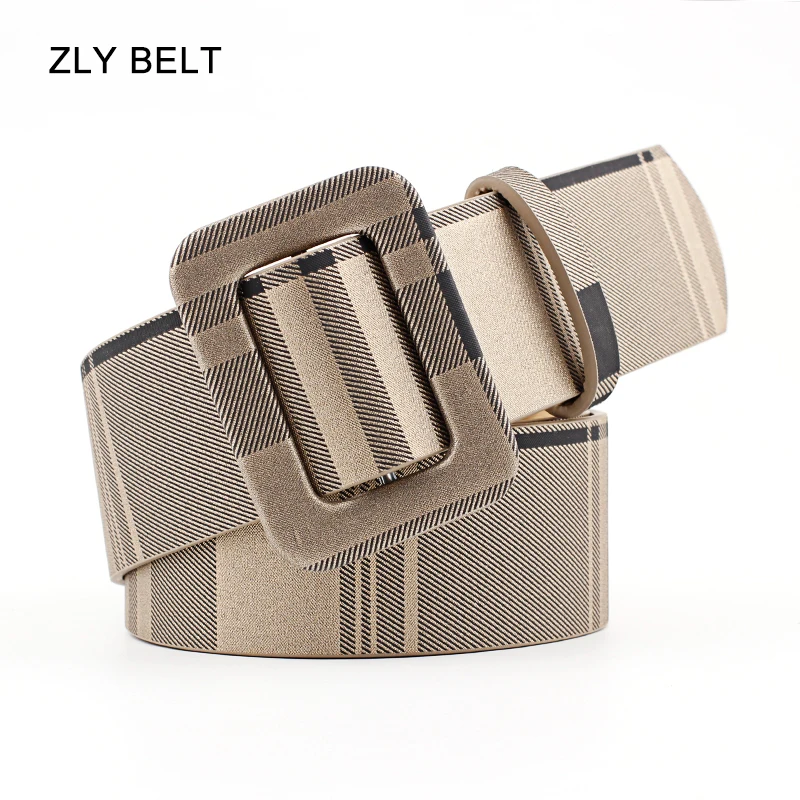 ZLY 2021 New Arrival Fashion Belt Women Men Unisex Plaid PC Rectangle Buckle Quality Colorful Casual Trend Luxury Brand Designer