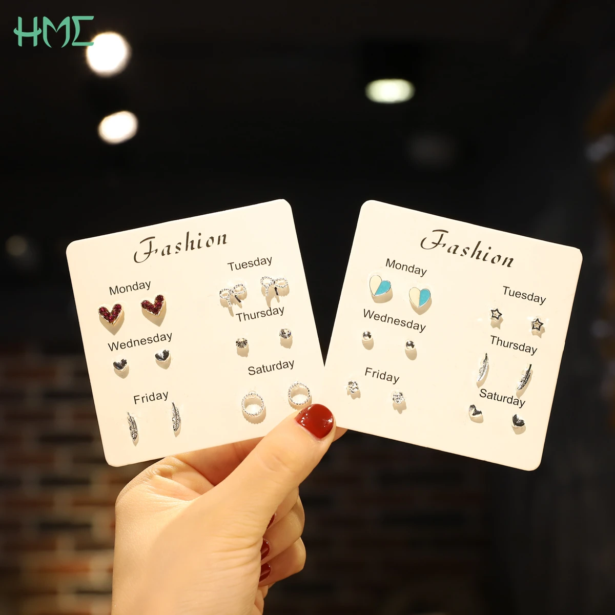 6 Pairs/set Cute Geometric Heart Flowers Rhinestone Zircon Crystal Stud Earrings Set for Women Gift Cartilage Piercing Brincos