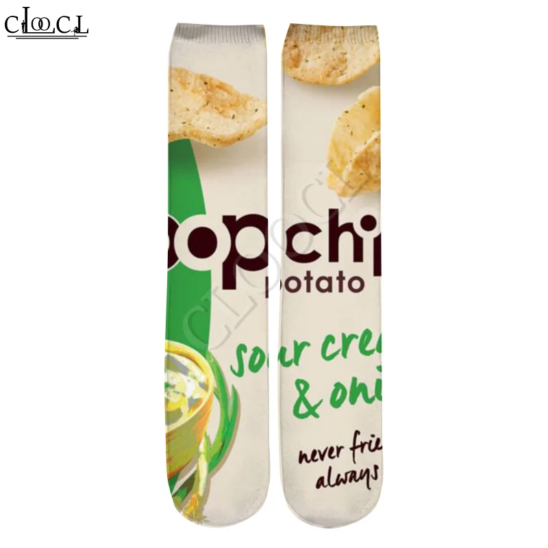 CLOOCL Drop Shipping 20212 New Fashion 3D Prints Fashion Socks Delicious Fried Potato Chips Men's Women's Casual Straight Socks