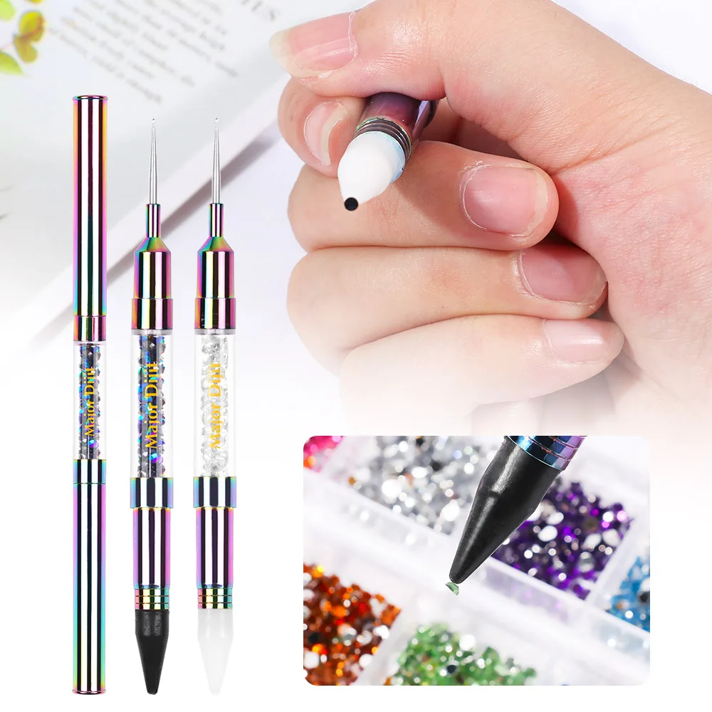 Dual-ended Nail Dotting Pen Crystal Beads Handle Rhinestone Studs Picker Wax Pencil Manicure Nail Art Tool