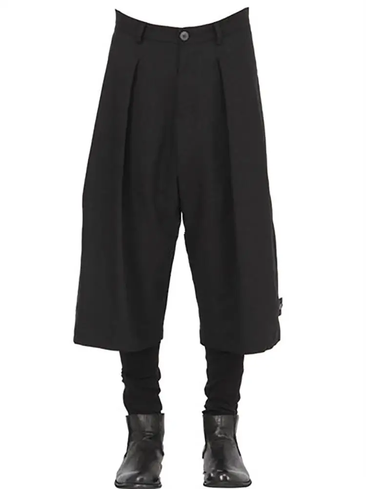 Men's Korean version of the fashion loose wide leg pants men and women with the same personality size eight pants