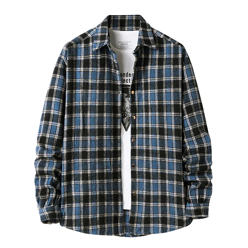 

Autumn Winter Flannel Shirt Men 2021 Fashion Button Up Plaid Shirt Mens Vintage Long Sleeve Dress Shirts Camisa Social Masculina