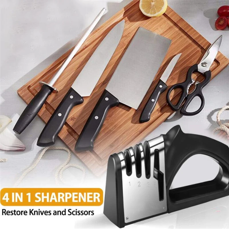 Professional Knife Sharpener 4 Stages Kitchen Sharpening Stone Grinder Scissors Knives Whetstone Diamond Ceramic Sharpener Tool