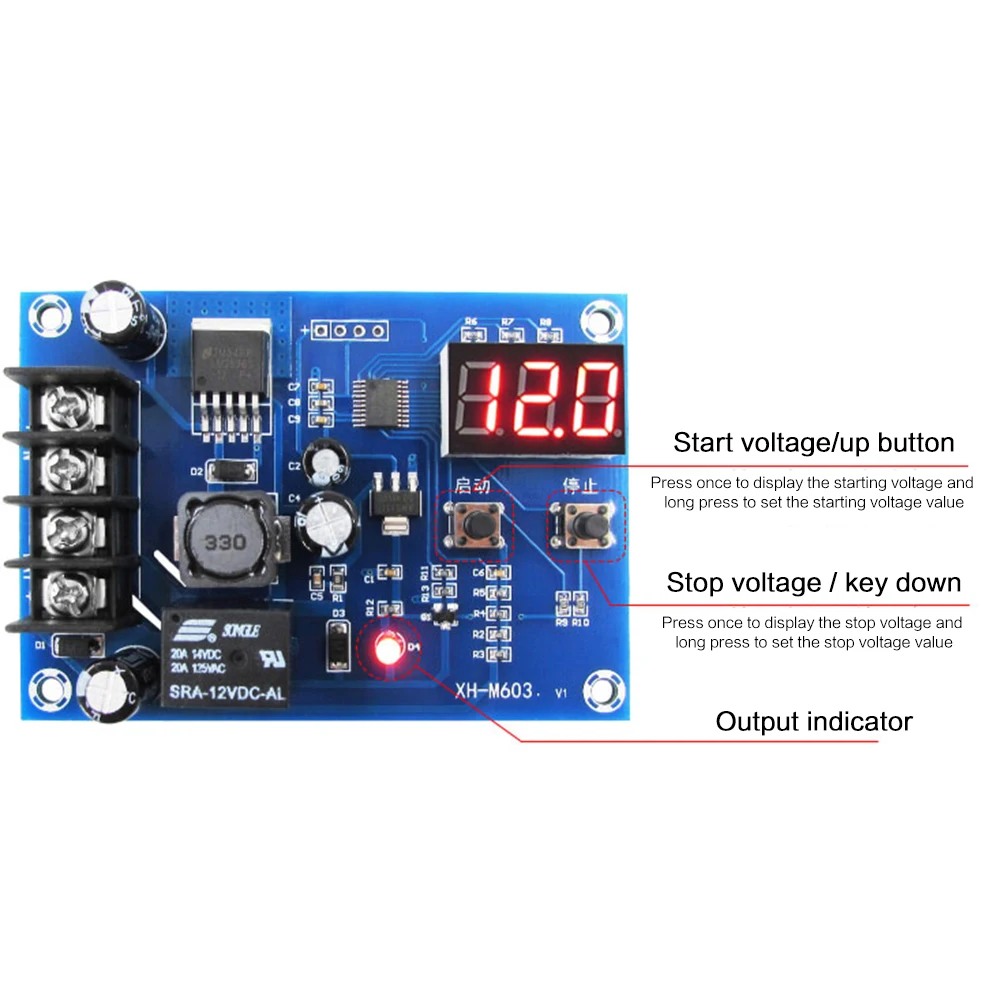 XH-M603 12-24V Charging Control Module Storage Lithium Battery Charger Control Switch Protection Board With LED Display