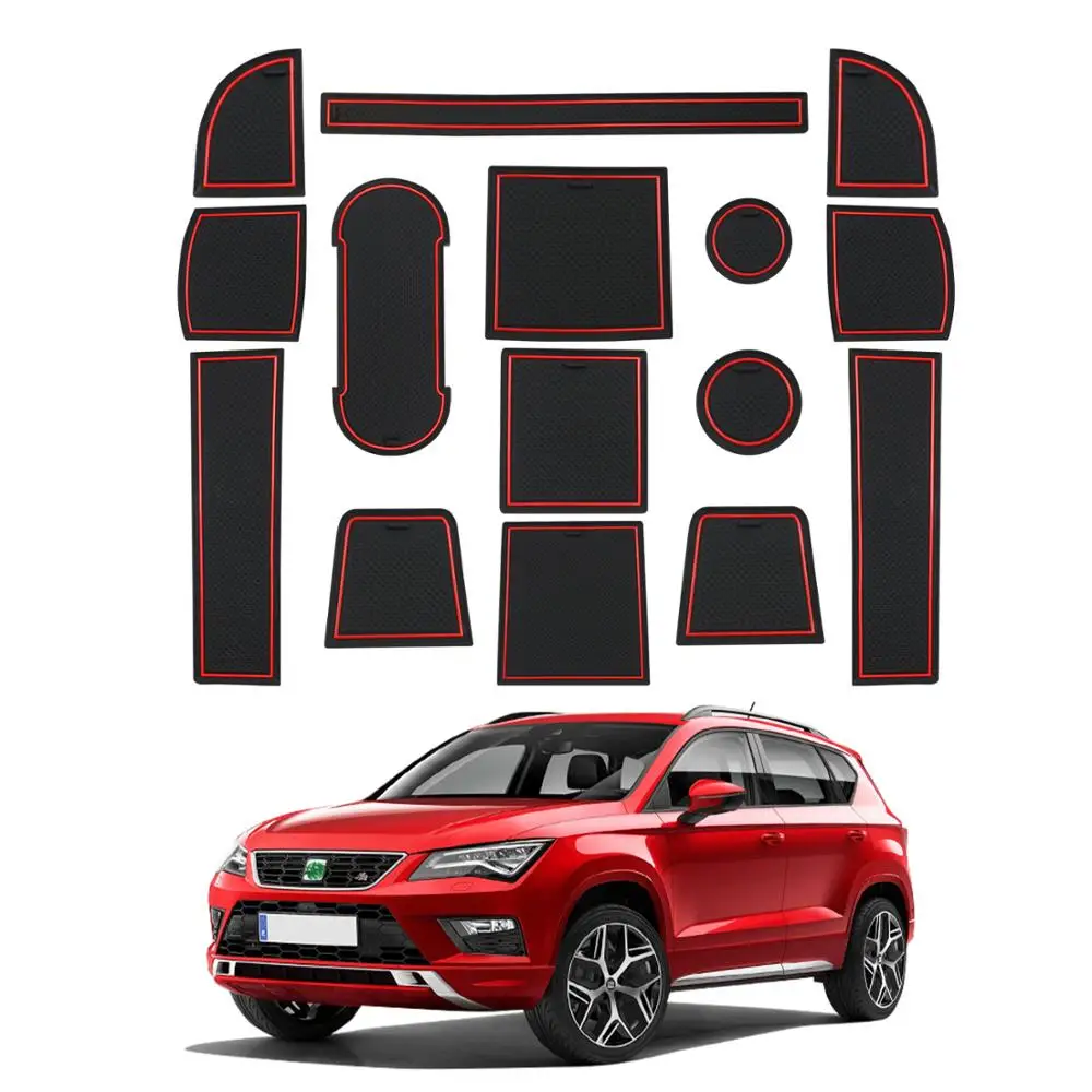 Mata do drzwi samochodowych LFOTPP dla Ateca SUV 2017 2018 2019 antypoślizgowe, pyłoszczelne maty do schowków drzwi wnętrze auta akcesoria Ateca