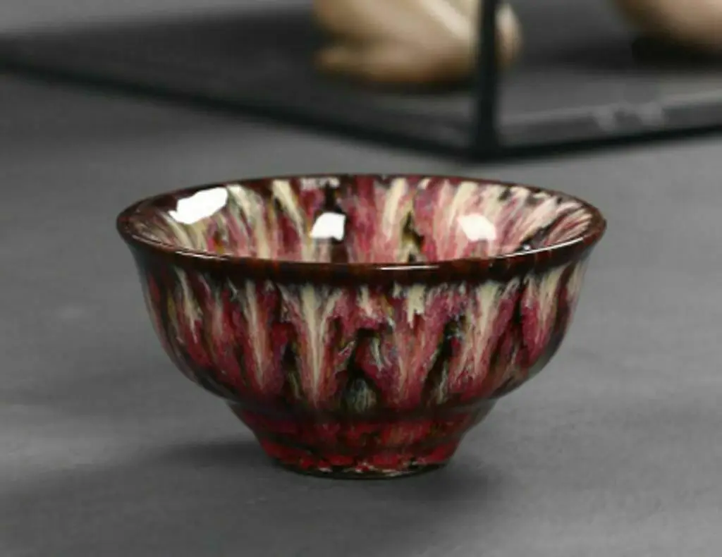 China porcelain DEHUA fambe Tenmoku glaze tea cup bowl JIANZHAN Red for kitchen