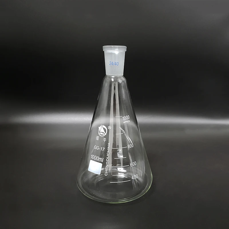 frasco erlenmeyer de vidro shuniu frasco conico laboratorio de quimica suprimentos vidreiros alta qualidade 24 40 1000ml 1l 01