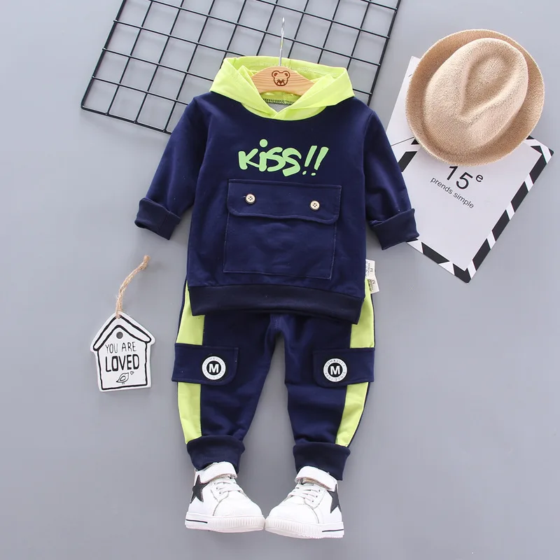 IENENS Toddler Boys Clothing Sets Kids Sports Suits Clothes Casual Outfits Autumn Children Hooded Sweatshirts + Pants 1-4 Years