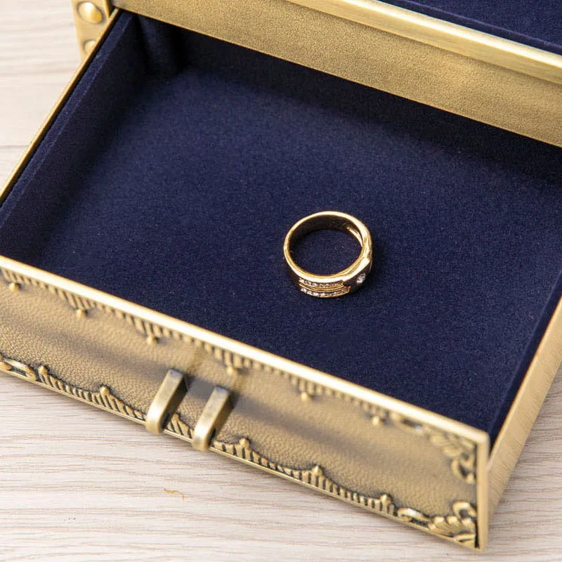 Creative Zinc Alloy Jewelry Box With Lock Vintage Jewelry Trinket Box for Valentine Wedding Christmas Birthday Gift Home Deco