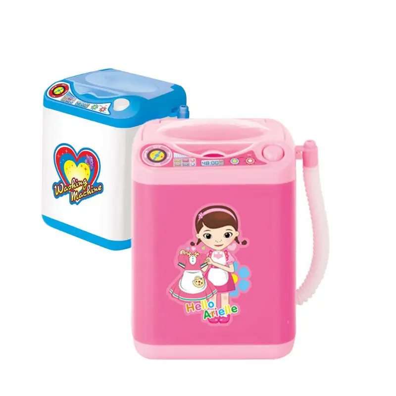 Children’s Cleaning Toy Cute Realistic Mini Electric Washing Machine for Cosmetic Tools Washing Girls Activity Toys 4’’