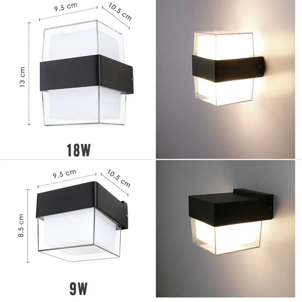 LED Wall Light Outdoor Waterproof Modern Nordic Style Indoor Wall Lamps Living Room Porch Garden Lamp 9W 18W 110V 220V 230V