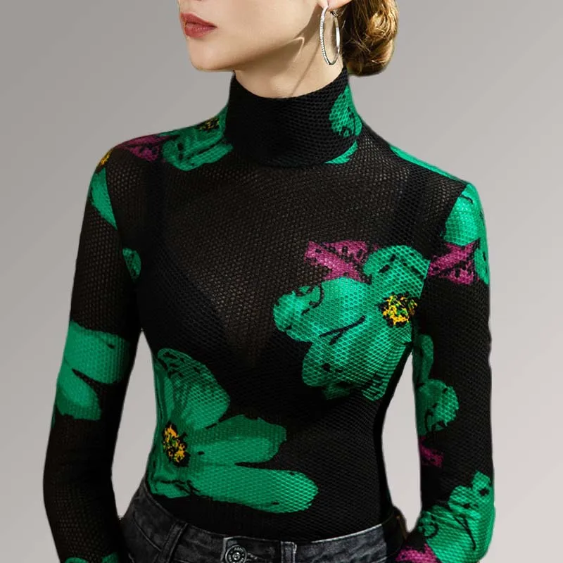 Women Cotton T-shirt Turtleneck Solid color Lady Tees Long Sleeve Autumn Winter Women\'s clothing All match Female T-shirts