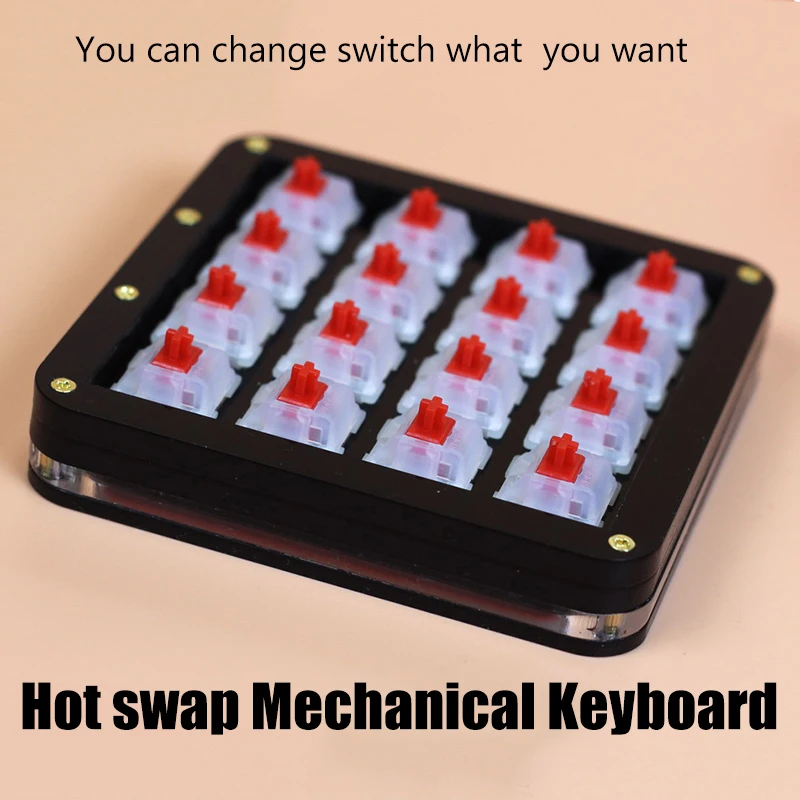 

New Hot swap 16 Keys Mechanical Keyboard Acrylic Gateron Switch RGB Backlight Macro Customize QMK Programming Keyboard