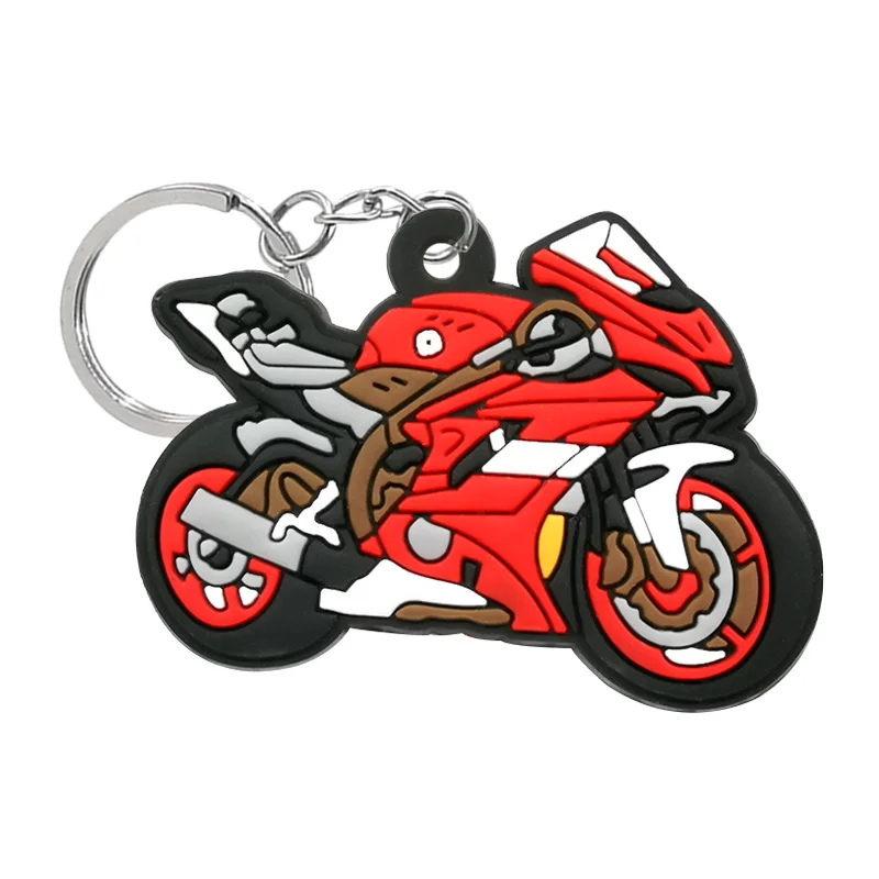 1PCS PVC Keychain Cartoon motorcycle Keyring fashion Pendant fit men women key chains accessories Jewelry Decoration Kids Gifts