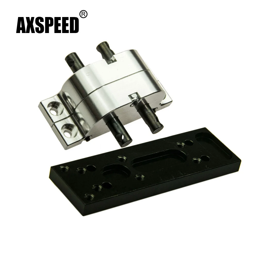 AXSPEED Silver Metal Transfer Case Gearbox Black Intermediate Fixing Plate for Axial SCX10 D90 1:10 RC Crawler Car Upgrade Parts