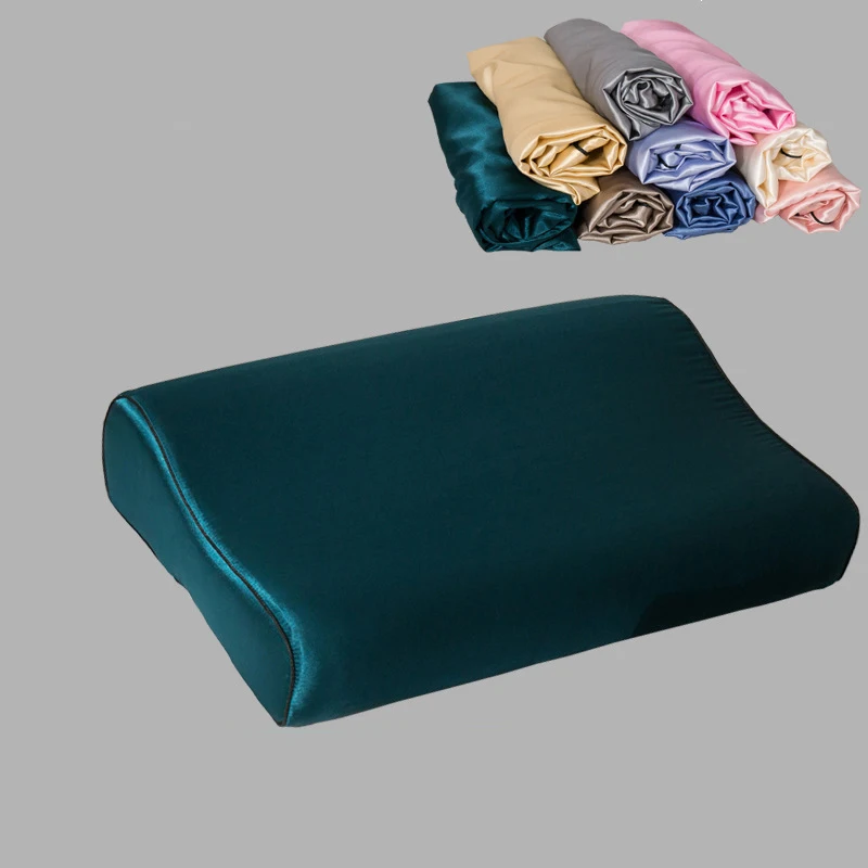 Funda de almohada de satén de lujo, cubierta de almohada de espuma viscoelástica, cómoda, de Color puro, 30cm x 50cm/40cm x 60cm, 1 unidad