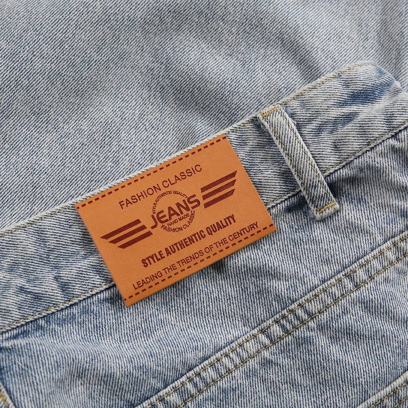 50pcs Jeans Logo label Universal Leather Patch Labels for Jeans, PU Card TAGS High Quality Leather PU label