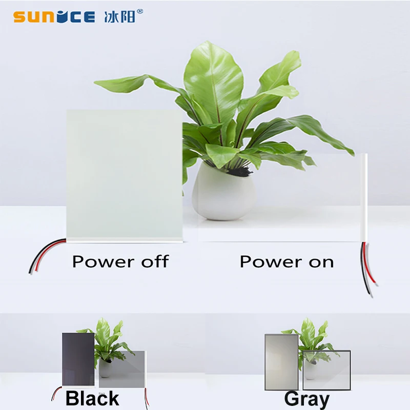 SUNICE Switchable Electric White/Black/ Gray opaque Adhesive PDLC smart Film Window Door Test Samples for rear projection screen