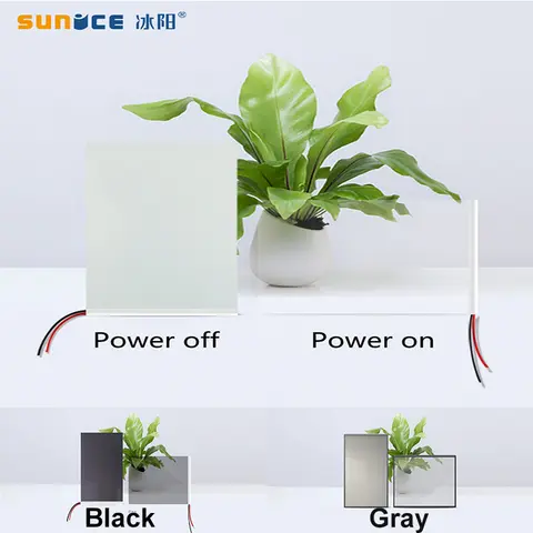 SUNICE conmutable eléctrico blanco/negro/gris opaco adhesivo PDLC película inteligente muestras de prueba de puertas y ventanas para pantalla de proyección trasera