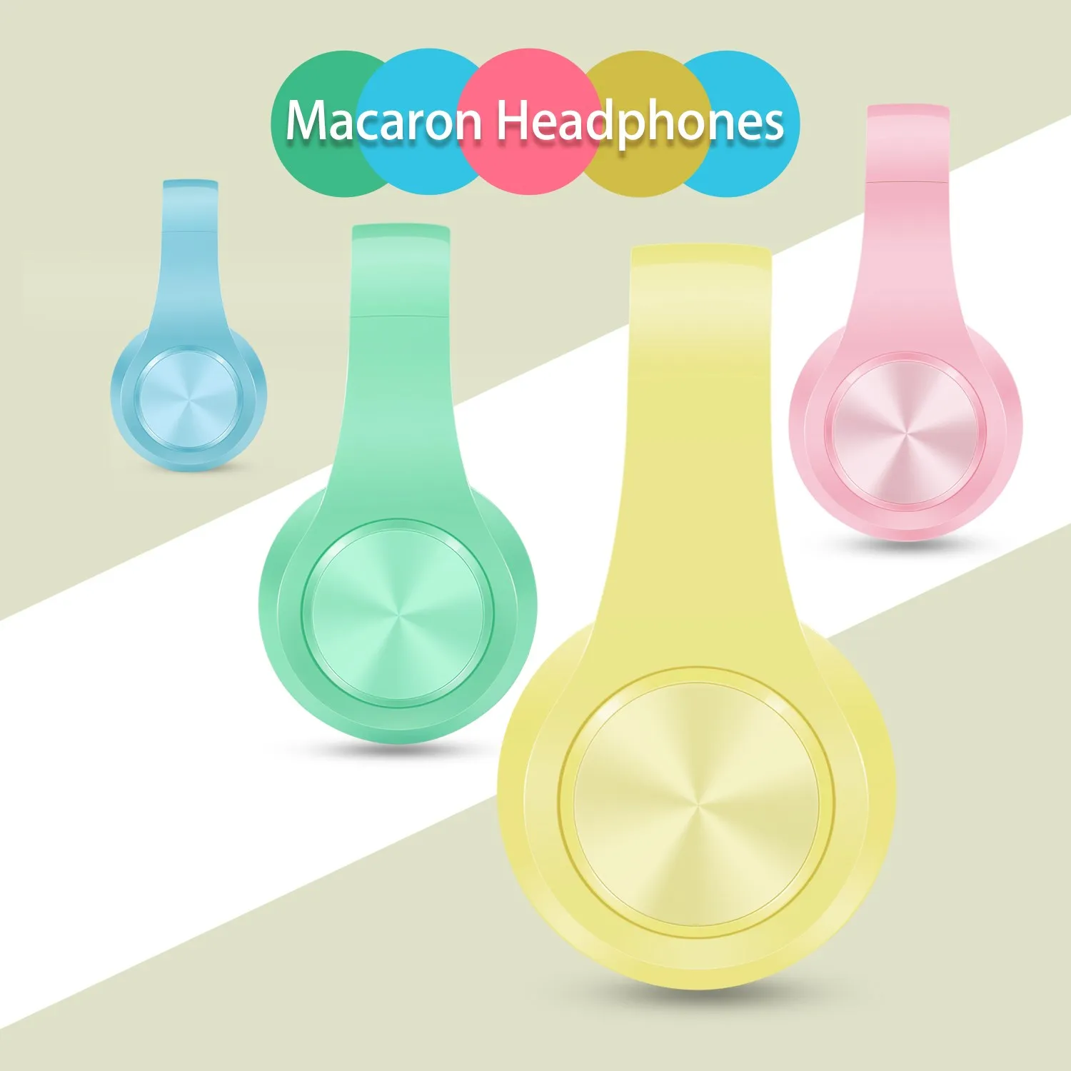 Newly Macaron Colors Stereo Headset Bluetooth Earphone Headphone Wireless Handsfree Universal for Iphone Huawei Xiaomi Samsumg