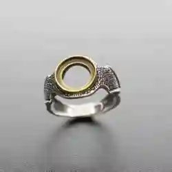 10MM round vintage style brass merged antiqued silver cabochon bezel solid 925 sterling silver adjustable ring setting 1213045