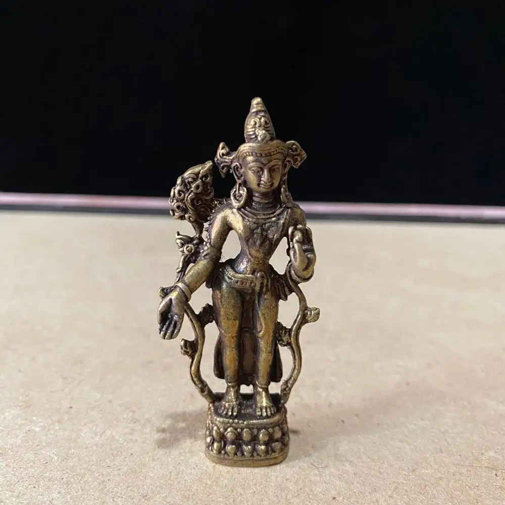 CHINA antique Pure copper fengshui safety buddha small Statue Metal crafts family decorations pendant