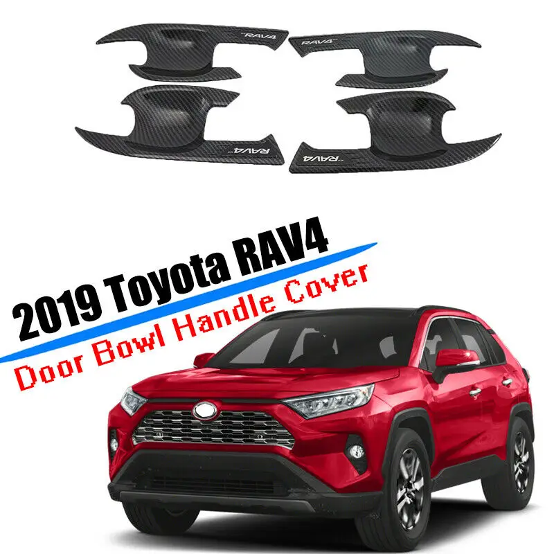 

For Toyota RAV4 2019 2020 Car Side Door Door Handle Bowl Trim Exterior Upgrade Accessories Carbon Fiber Look Accessories