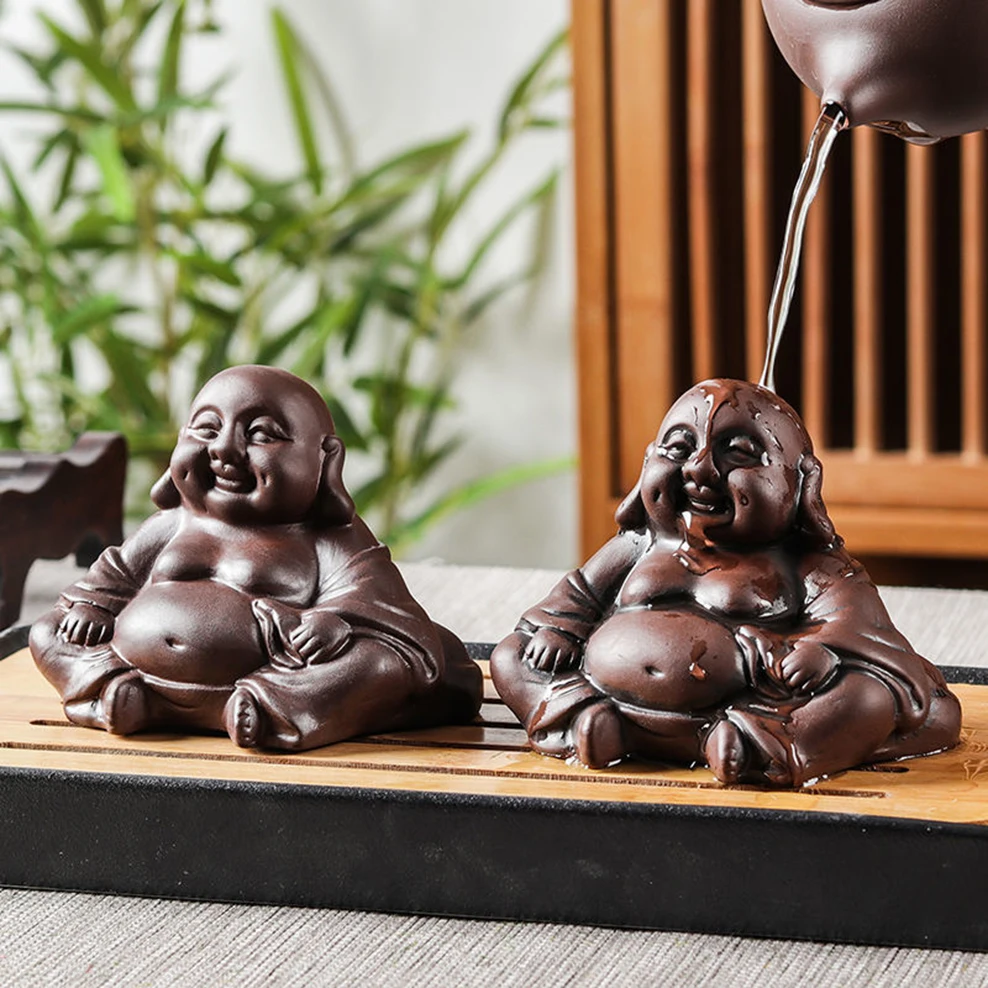 Purple Clay Tea Pet Statue Of Laughing Buddha Ornaments Tea Play Yixing Tea Set Tea Art Accessories