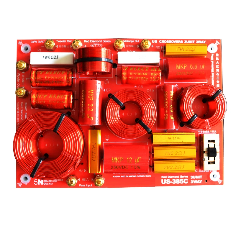 HIFIDIY LIVE US-385C 3 Way 3 speaker Unit (tweeter + mid +bass )HiFi Home Speakers audio  Frequency Divider Crossover Filters