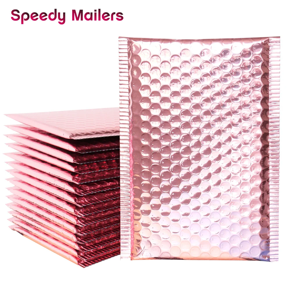 10PCS/Pack Gold/Rose Gold/Laser Silver/Dark Red/Purple/Rose Red Foil Bubble Mailer Gift Packaging Shipping Padded Envelope Bags