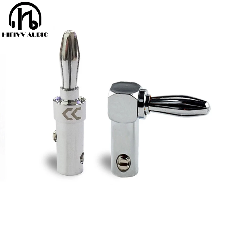 

hifi Speaker plug of amplifier audio Banana Connector with Rhodium plating 90 degree right angle speaker Connector