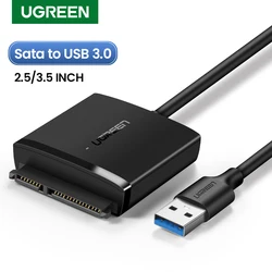 UGREEN SATA to USB 어댑터 USB 3.0 2.0 to Sata 3 케이블 컨버터, 2.5 3.5 HDD SSD 하드 디스크 드라이브용 Cabo