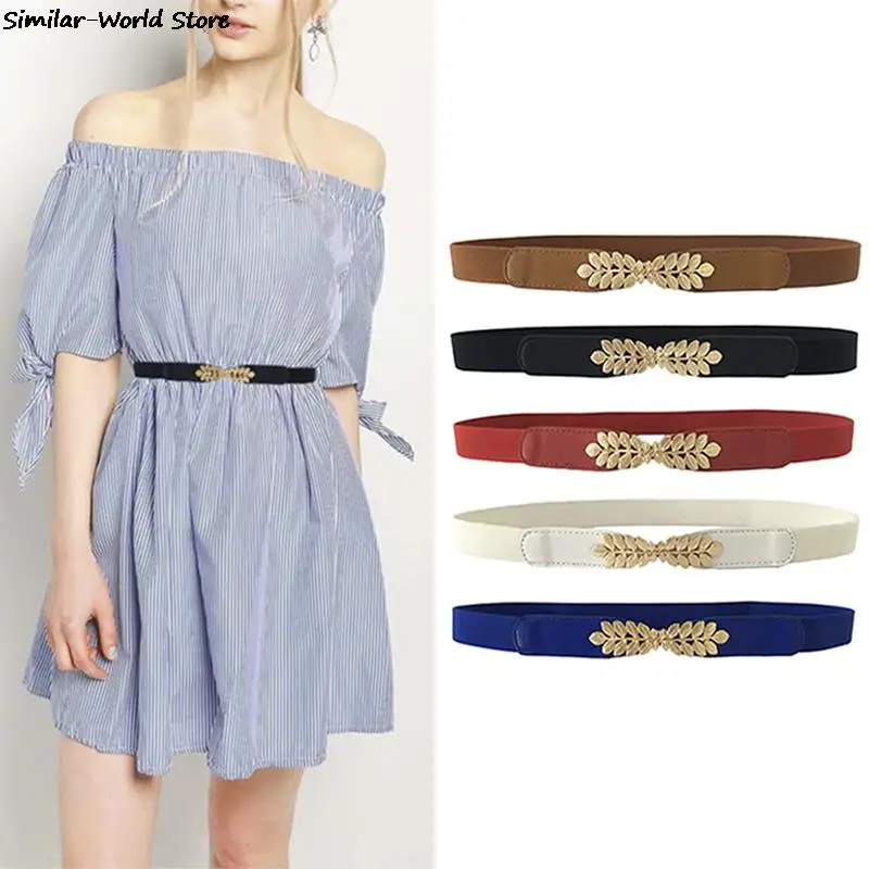 Women Fashion Waist Belt Narrow Stretch Dress Belt Thin Buckle Waistband New