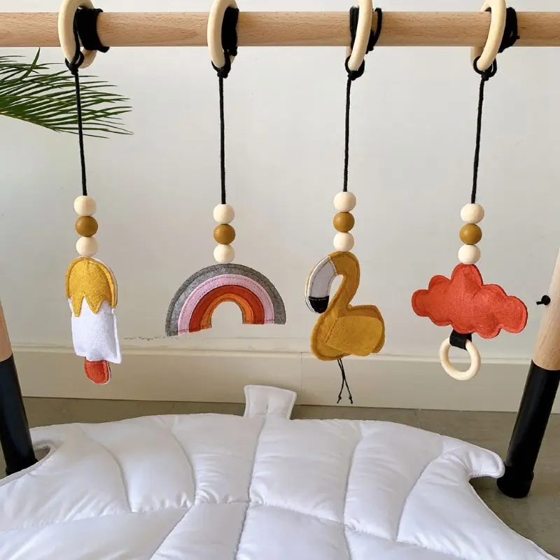 Ensemble de jouets de gymnastique pour bébé, Style nordique, jouet sensoriel avec anneau à tirer, cadre en bois, pour chambre de bébé,