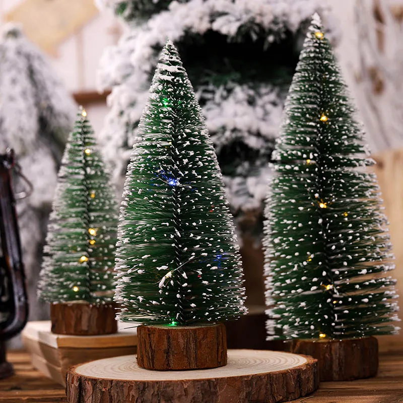 

2019 Xmas Artificial Mini Christmas Tree with LED Light Faux Pine Tree Ornament Gifts for Home New Year Desktop Decoration 1PCS