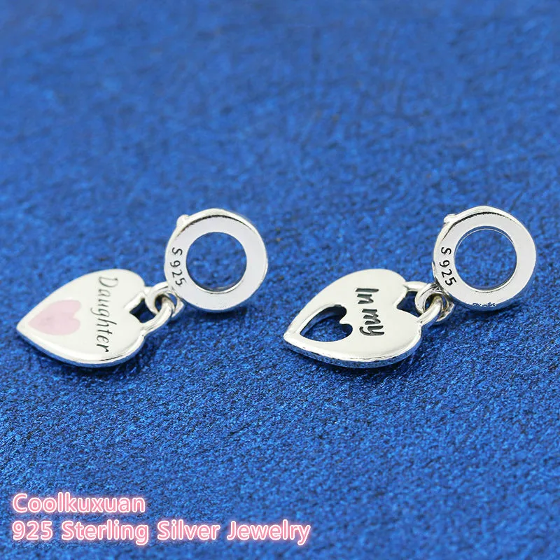 Winter 100% 925 Sterling Silver Double Heart Split Dangle Charm beads Fits Original Pandora bracelets Jewelry Making