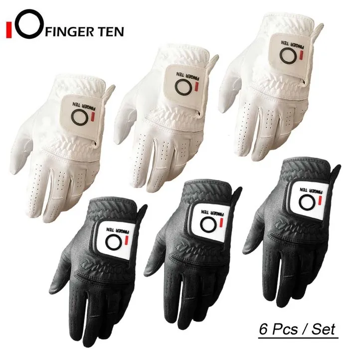 

6 Pcs/Set Breathable Durable Golf Gloves Men Left Hand for Right Handed Golfer Rain All Weather Grip Size S M ML L XL