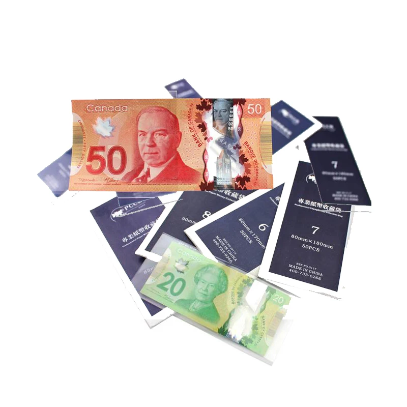 LOTX11pack X50pcs PCCB 1-9 All 11 sizes PROFESSIONAL BANKNOTE OPP SLEEVES Paper Money Collection bag, Plastic bag