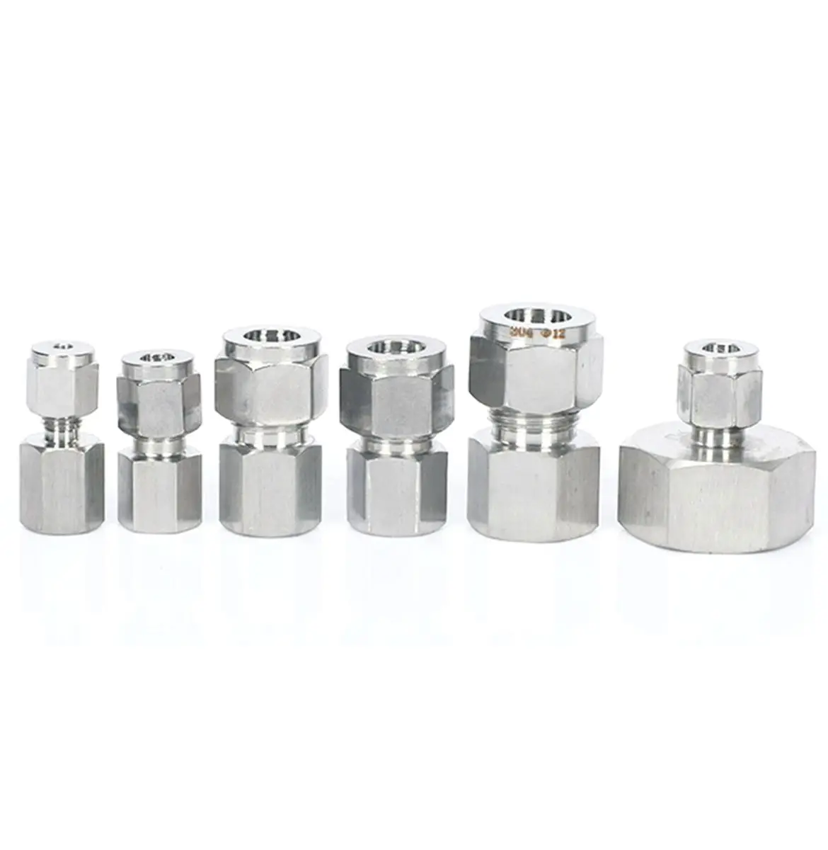 (5) fit Tube OD 3-12มม.ถึง1/8 "1/4" 3/8 "1/2" BSPP M10/M14/M16/M20หญิง304สแตนเลส Ferrule Pneumatic Fitting เครื่องวัดความดัน