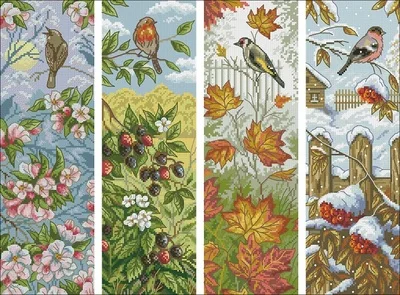 Vertical version of four seasons birds Counted Cross Stitch 11CT 14CT 18 DIY Chinese Cross Stitch Kit Embroidery Needlework Sets