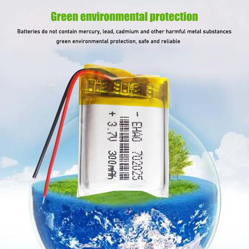 3.7V 300mAh 702025 Li-polímero Bateria Recarregável para Mp3 Bluetooth fone de ouvido gravador de vídeo sem fio mouse Li-ion células