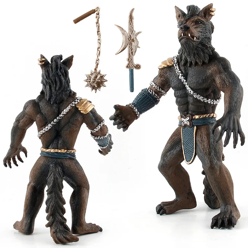 Large Size Solid Angry Werewolf Warrior Model Action Figure Classic Toys Wildlife Decoration Simulation 2 Weapon Choose Boy Gift