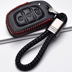 Leather Key cover Remote Car Key Case For Hyundai IX25 IX35 I20 I30 I40 hb20 Santa Fe Creta Solaris 2017 3 Buttons Key Shell